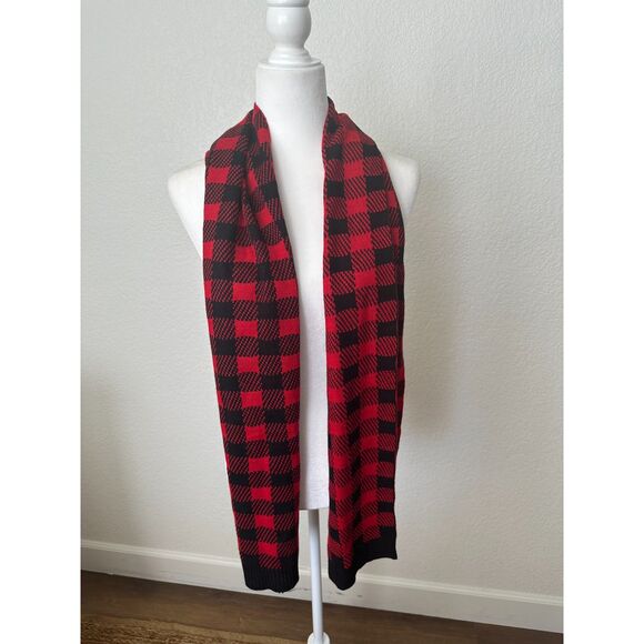 Woolrich Wool Blend Scarf Red and Black Plaid - Picture 1 of 5